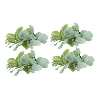 Alipis 4pcs Artificial Leaf Candle Ring Wreaths for Table Decoration Realistic Hanging Plant Decor for Home Office Kitchen and Party Settings for Christmas and Elegant Events