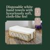 400-Pack BloominGoods Disposable Bathroom Napkins | Linen-Feel Guest Towels | Cloth-Like Hand Tissue Paper, White, 12" x 17" view 2