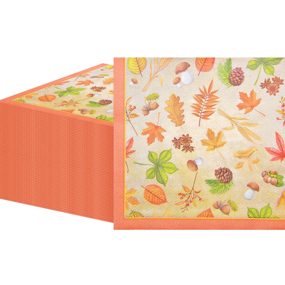 40 Pack Fall Paper Napkins 13 x 13 Inch Disposable Autumn Napkins with Leaves, Acorns, Mushrooms and Pinecones for Thanksgiving Dinner, Harvest Parties, Seasonal Table Decor