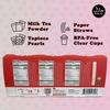 Pocas Bubble Tea Kit, Variety 6-Pack Party Set Strawberry, Taro, and Brown Sugar with Tapioca Pearls, Milk Powder, Cups, Paper Straws, 17.9 Oz view 3