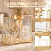 YumiTrek 15Pcs Clear Gift Bags with Handles, Large PVC Transparent Bags with Ribbon 12 x 10 x 5 in, Party Favor Bag Reusable for Wedding Bridal Shower Baby Shower Birthday (Metallic Gold) view 3