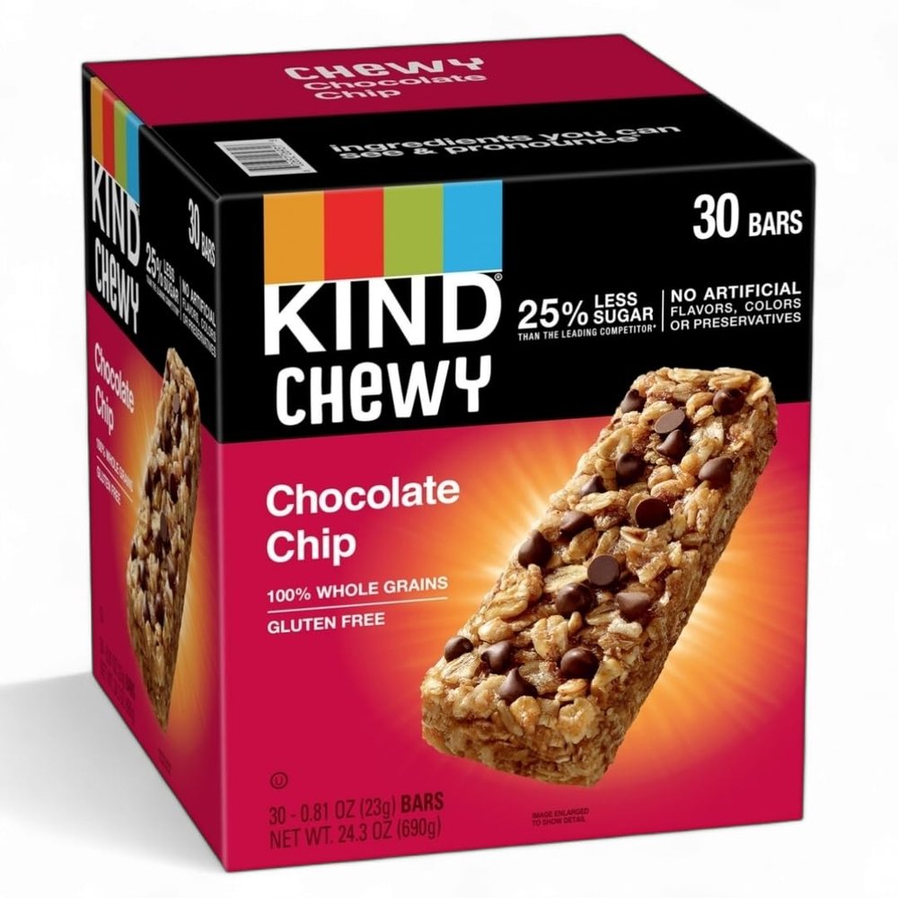 KIND's - Granola Chewy Bar, Chocolate Chip, 30 Count. Custom Bundled by MOOCHI