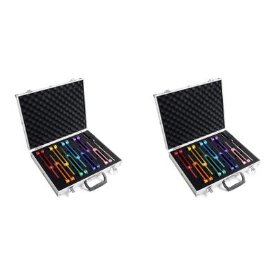 Cwmiibili 2X Chakra Tuning Fork Set for Healing,Sound Therapy,Keep Body,with Rubber Mallet,Wrench,Cleaning Cloth and Aluminum Box