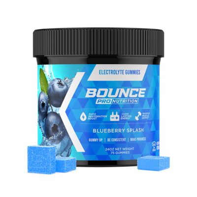 Bounce Pro Hydration Electrolyte Gummies 75 Vegan Chewable Gummies with Sodium, Potassium & Magnesium for Running, Workouts & Endurance No Sugar, Caffeine Free Electrolyte Chews, Blueberry Splash