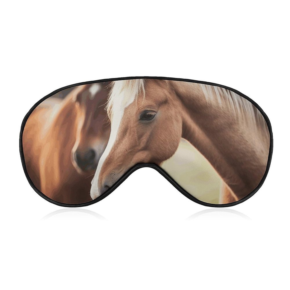 Adorable Horse Blackout Sleep Eye Mask, Ventilated Fabric, Adjustable Wearing Style, Zero Pressure Sleeping Mask Soft Skin Friendly Eyeshade for Women Men