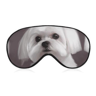 Lovely Maltese Dog Blackout Sleep Eye Mask, Ventilated Fabric, Adjustable Wearing Style, Zero Pressure Sleeping Mask Soft Skin Friendly Eyeshade for Women Men