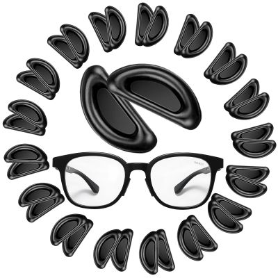 20 Pairs Eyeglass Nose Pads for Glasses - 1.0mm Ultra Thin Silicone Anti-Slip Stick On Nose pad Replacement Adhesive Nosepads for Plastic Frames Reading Glass Sunglasses