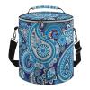 Blue White Paisley Large Capacity Cylindrical Camping Ice Pack, Stylish Handheld Ice Pack view 1