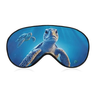 Turtle in Blue Water Blackout Sleep Eye Mask, Ventilated Fabric, Adjustable Wearing Style, Zero Pressure Sleeping Mask Soft Skin Friendly Eyeshade for Women Men