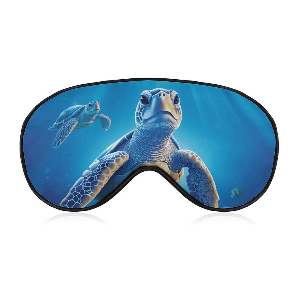 Turtle in Blue Water Blackout Sleep Eye Mask, Ventilated Fabric, Adjustable Wearing Style, Zero Pressure Sleeping Mask Soft Skin Friendly Eyeshade for Women Men