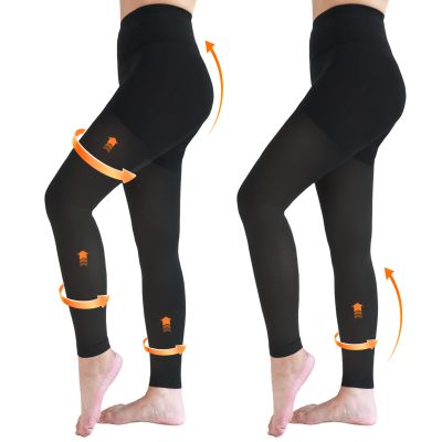 2 Pairs 20-30mmHg Compression Pantyhose for Women, Medical Graduated Compression Stockings Leggings Footless Support Compression Tights for Varicose Veins, Swelling, Edema (Black*2)