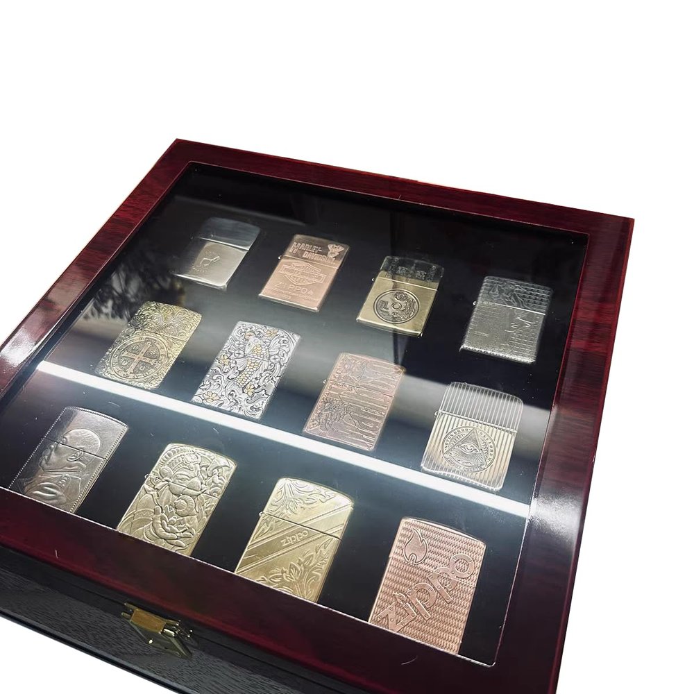 Acrosia Lighters Display Case Compatible with Zippo Display Case for Lighters Storage Collection ,Perfect Men/Dad/Husband Gift (12 Dimensions)