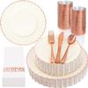 YOUBET 175PCS Ivory Scalloped Plastic Plates with Rose Gold Rim for Party view 1