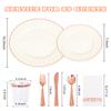 YOUBET 175PCS Ivory Scalloped Plastic Plates with Rose Gold Rim for Party view 2