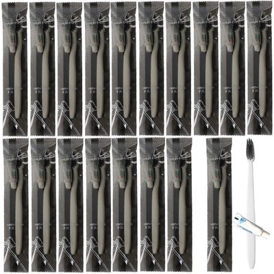 20Pack Luxury Individually Wrapped Hotel Disposable Toothbrushes Kit with Toothpaste; Portable Hygienic Guest Toothbrush Toiletries set; Travel Size Toothbrushes for Home Hotel Travel, Daily Use