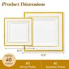 Brolifon White Square Plastic Plates with Gold Rim, 80pcs view 3