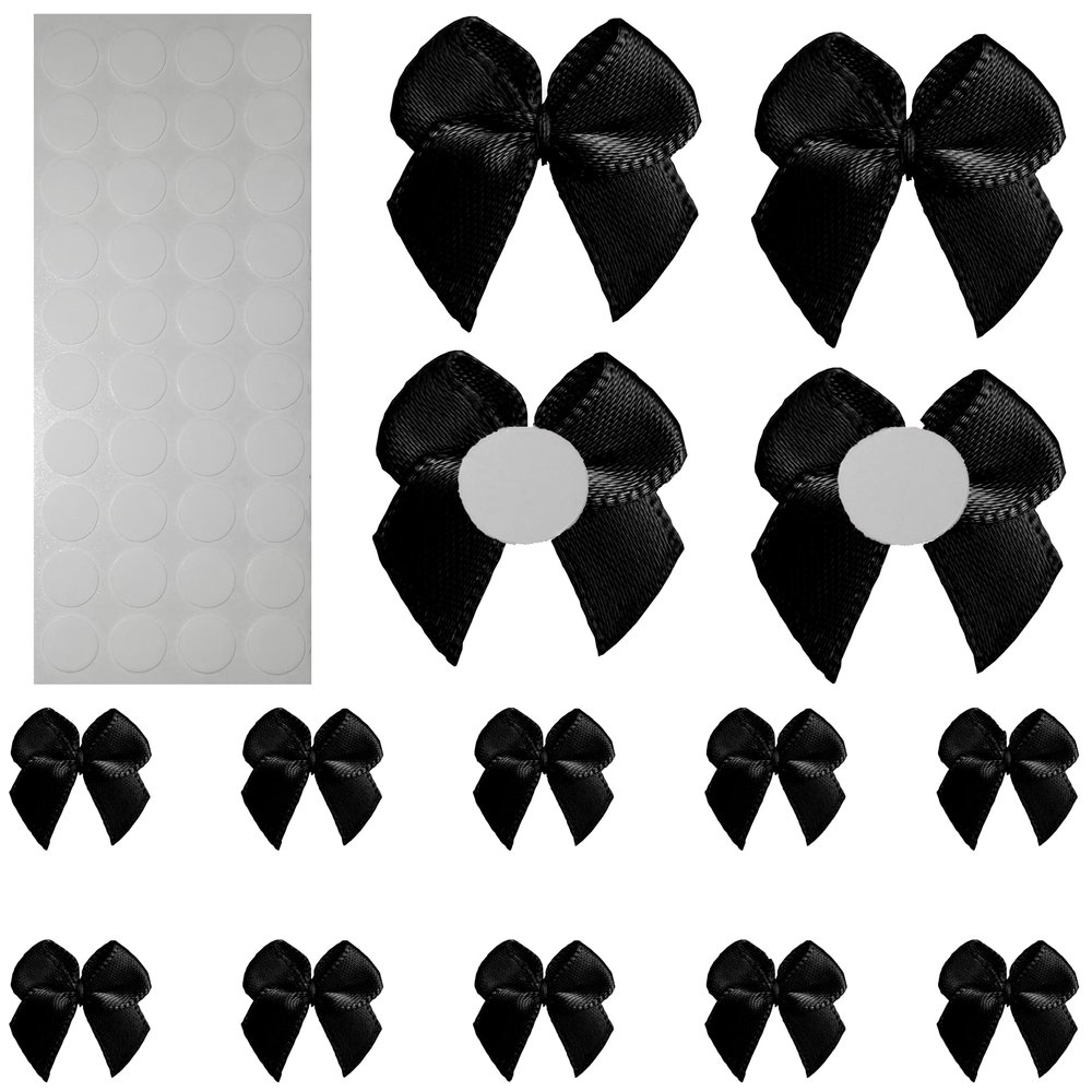 100Pcs Mini Bows,Black Ribbon Bows for Gift Wrapping,Small Bows for DIY Crafts,Gift,Sewing,Scrapbooking and Cake Wedding Birthday Christmas Party Decorations