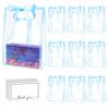 15Pack Clear Plastic Gift Bags with Handle,Reusable PP Gift Wrap Tote Bags with Ribbon for Wedding Bridal Birthday Party Baby Shower Goodies Graduation Shopping Business, 7x10x3.15 Inch (Blue) view 1