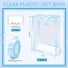 15Pack Clear Plastic Gift Bags with Handle,Reusable PP Gift Wrap Tote Bags with Ribbon for Wedding Bridal Birthday Party Baby Shower Goodies Graduation Shopping Business, 7x10x3.15 Inch (Blue) view 2