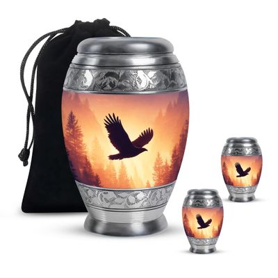 SABURIAL Eagle Urn - Large Funeral Urn for Ashes Adult Male & Female - Keepsake Urns for Women - Decorative Urns - Combo of 10 Inch & 3 Inch