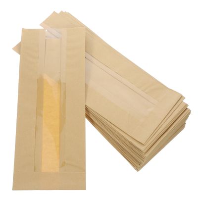 Beaupretty 100Pcs Oil Baking Toast Bags with Clear Window Versatile Bags for Bread Snacks Pastries for Bakeries Snack Bars and Take out Orders
