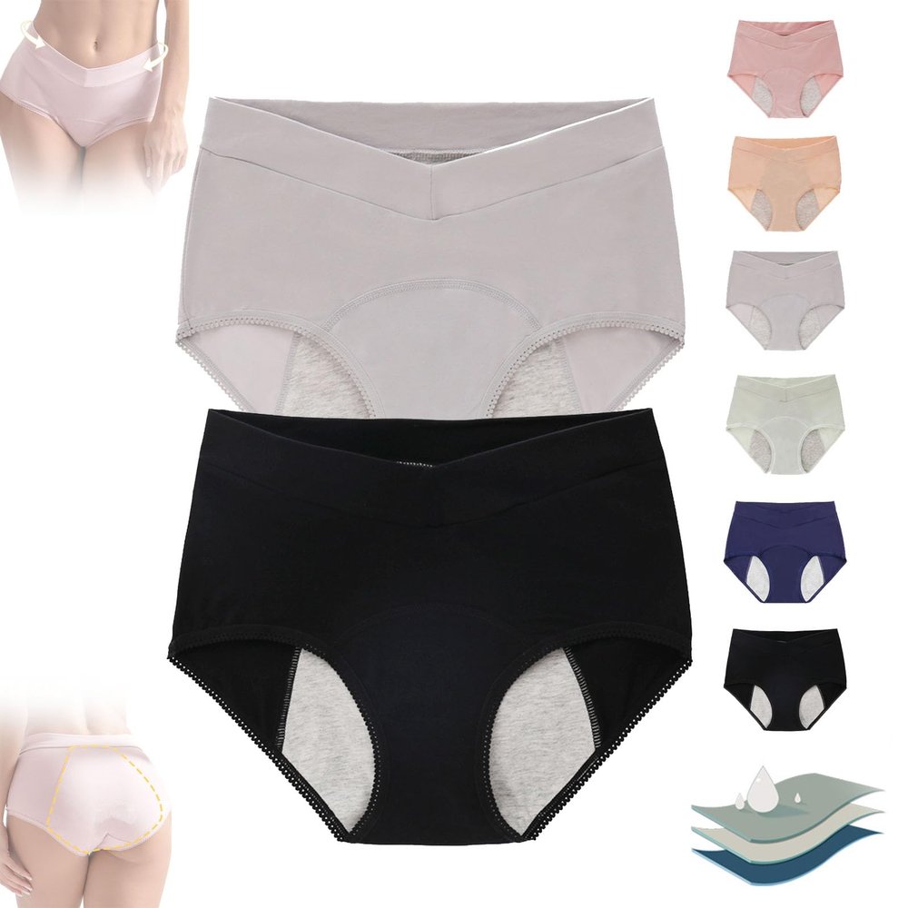 BnMvF Leak Proof Panties, Leak Proof Underwear,Low-Waisted Incontinence Panties (Large,2Pcs-C)