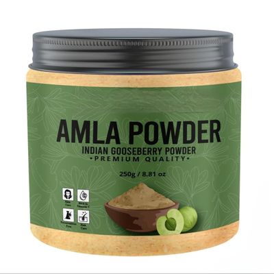 100% Pure & Natural Amla Powder (250 grams) for Eating & Drinking, Indian Gooseberry Fruit for Healthy Hair Growth & Skin Care, No Preservatives