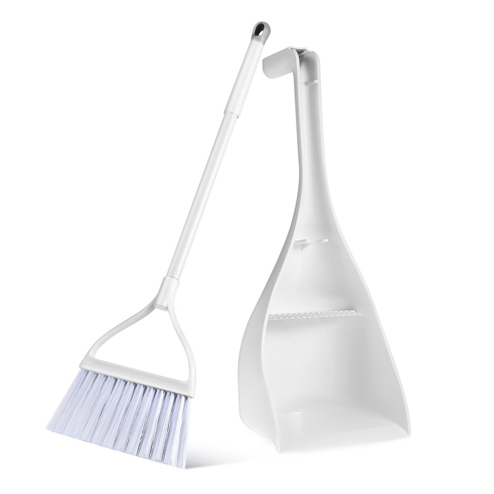 Healifty 1 Set Mini Broom and Dustpan Portable Freestanding Cleaning Brush for Household Dust and Floor Messes Design for Kitchen Bedroom and with Integrated Storage