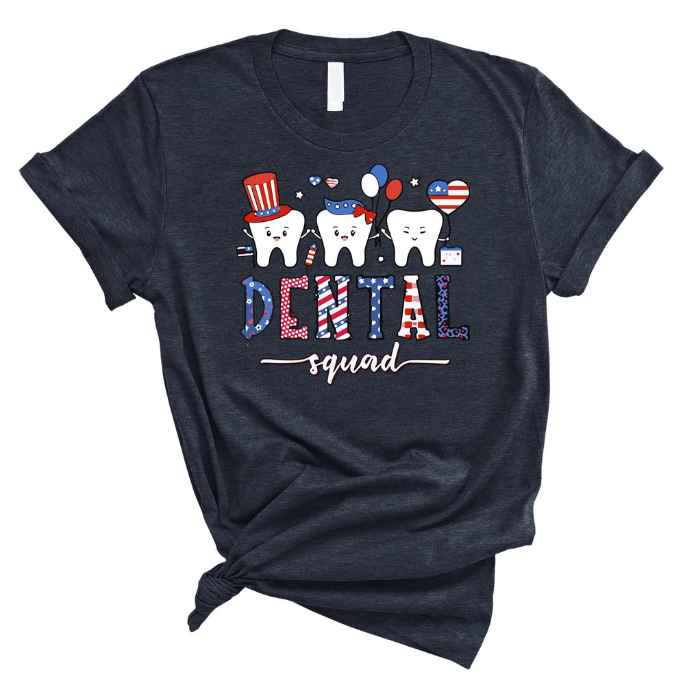 4th of July Dental Squad Shirt Tooth USA Flag American Dentist Tee Patriotic Dentist Shirt Funny Dental Office July 4th Gift
