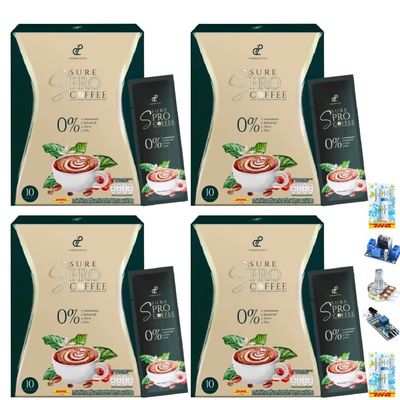 Intense Delicious Much Mellow Instant Good Shape S Sure Pro Coffee ByPei Arabica Roasted 0% Sugar 10 Sachets/Box(150Grams) (of 4) By Thaigiftshop [Get Free Tomato Facial Mask]