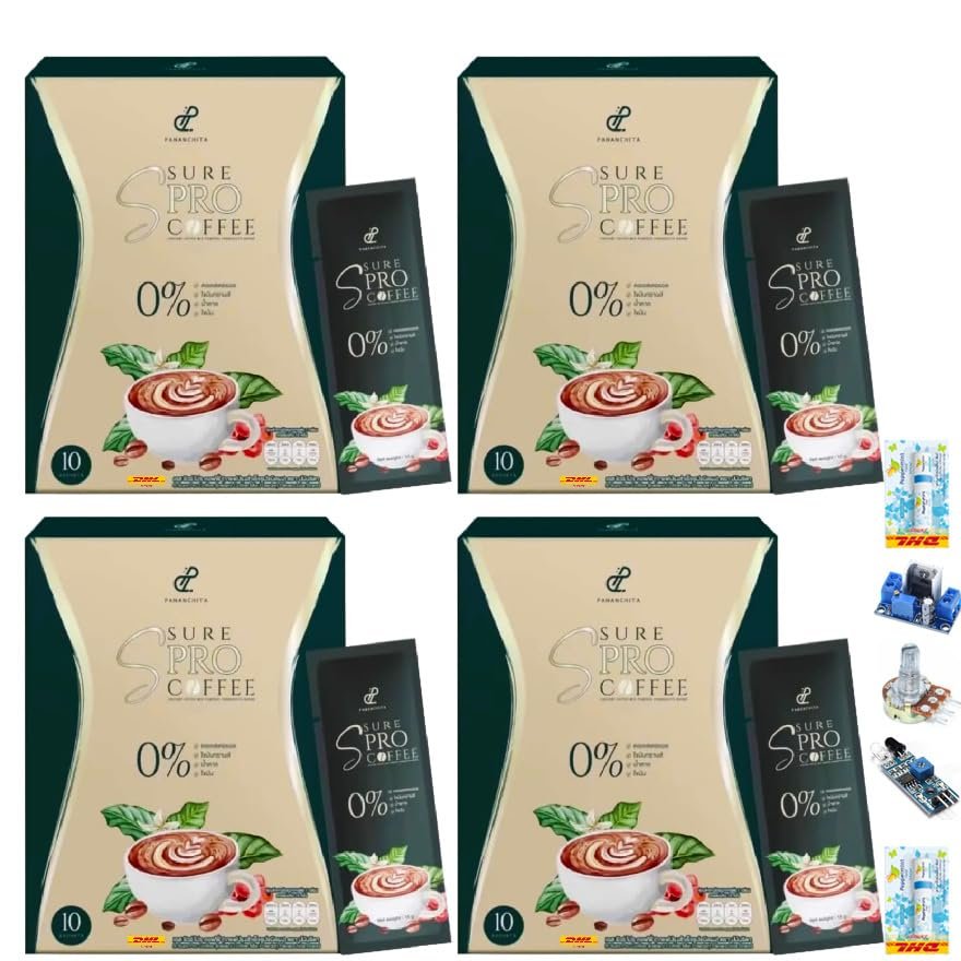 Intense Delicious Much Mellow Instant Good Shape S Sure Pro Coffee ByPei Arabica Roasted 0% Sugar 10 Sachets/Box(150Grams) (of 4) By Thaigiftshop [Get Free Tomato Facial Mask]