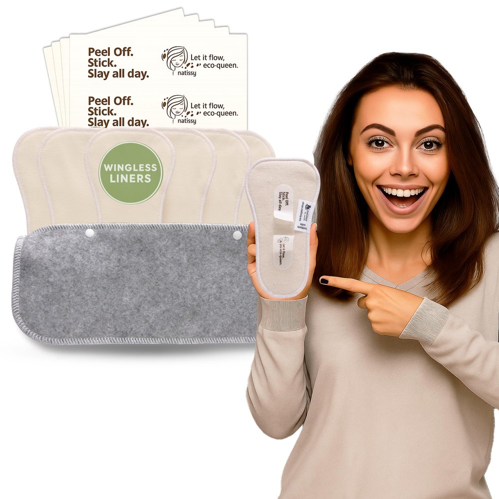 Wingless Camel Toe Panty Liners with Adhesive Sticker (Small, 7-Pack) 2-in-1 Reusable Camel Toe Guard & High-Temp Washable Cloth Liners 100% Breathable Organic Cotton, Stay-Put Made in EU