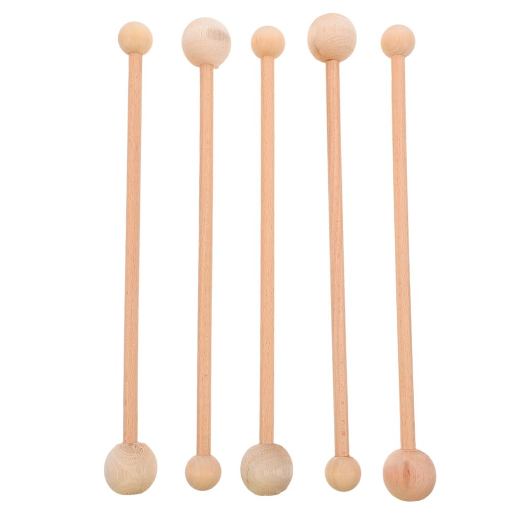 DIYEAH 5pcs Handheld Wooden Massager Hammer Stick Manual Back Shoulder Massage Tool with Dual Ball Heads for Full Body Fatigue Relief Portable for Home Office Travel