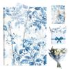 50 Sheets Blue Floral Tissue Paper Chinoiserie ift Wrapping Papers Blue and White Porcelain Flower Bouquet Packaging Paper for Birthday Wedding Baby Shower DIY Crafts Party Decor, 14 x 20 Inch (C) view 1