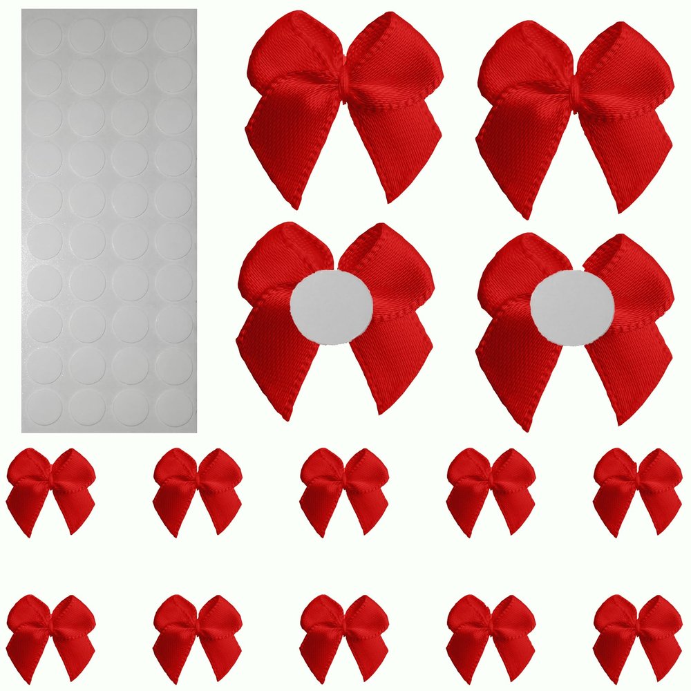 100Pcs Mini Bows,Red Ribbon Bows for Gift Wrapping,Small Bows for DIY Crafts,Gift,Sewing,Scrapbooking and Cake Wedding Birthday Christmas Party Decorations