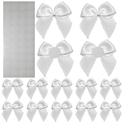 100Pcs Mini Bows,White Ribbon Bows for Gift Wrapping,Small Bows for DIY Crafts,Gift,Sewing,Scrapbooking and Cake Wedding Birthday Christmas Party Decorations