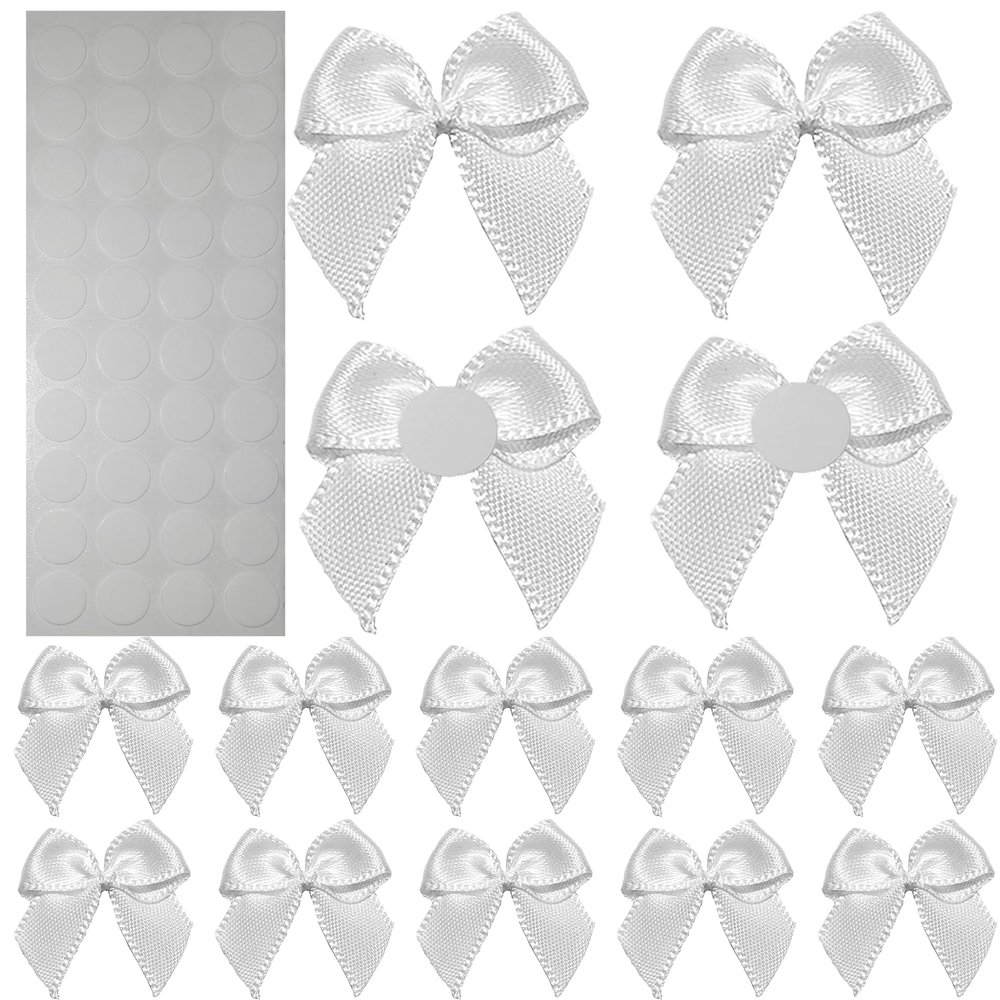 100Pcs Mini Bows,White Ribbon Bows for Gift Wrapping,Small Bows for DIY Crafts,Gift,Sewing,Scrapbooking and Cake Wedding Birthday Christmas Party Decorations