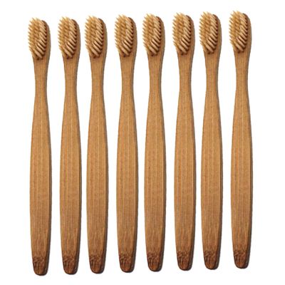 WOFASHPURET 8-Pack Bamboo Toothbrushes with Soft Bristles Biodegradable Wooden Toothbrush Set for Adults and Boys and Girls Minimalist Design for Sustainable Oral Care