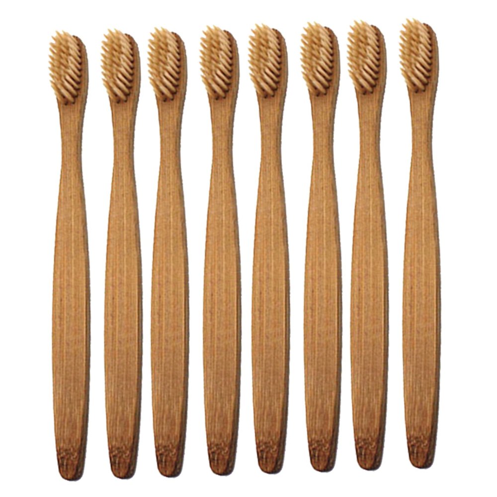 WOFASHPURET 8-Pack Bamboo Toothbrushes with Soft Bristles Biodegradable Wooden Toothbrush Set for Adults and Boys and Girls Minimalist Design for Sustainable Oral Care