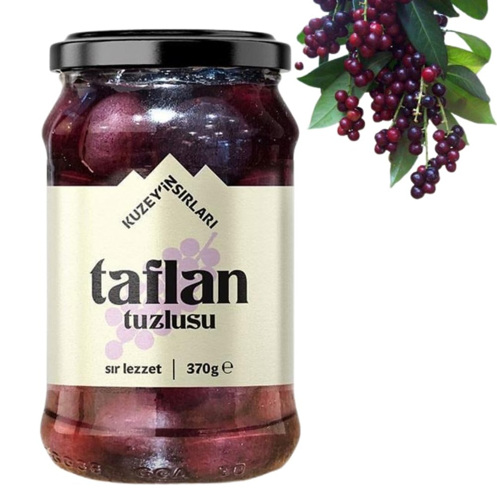 Natural Salted Laurel Cherry (Taflan), Organic, Additive-Free, Authentic Turkish Product, 370g - (TAFLAN TUZLUSU)