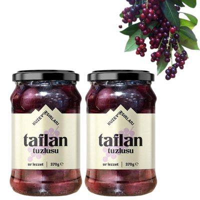 Natural Salted Laurel Cherry (Taflan), Organic, Additive-Free, Authentic Turkish Product, 370g - (TAFLAN TUZLUSU) - PACK OF 2
