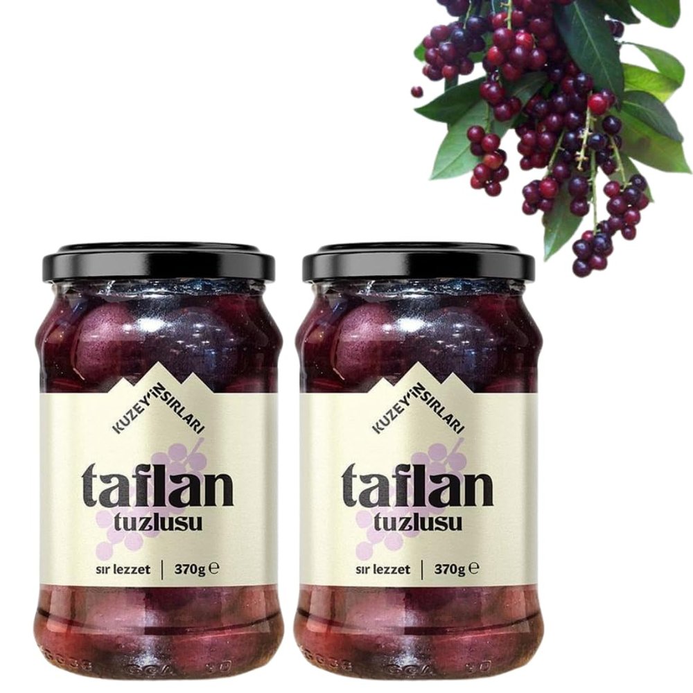Natural Salted Laurel Cherry (Taflan), Organic, Additive-Free, Authentic Turkish Product, 370g - (TAFLAN TUZLUSU) - PACK OF 2