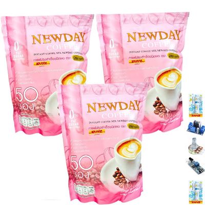 750Grams(50 Sachets/Pack) Much Mellow Good Shape NewdayCoffee 14-in-1 Aromatic Delicious Instant Coffee Blend (of 3) By Beautygoodshop [Get Free For You Beauty Gifts]
