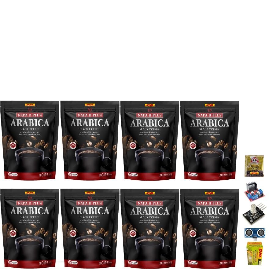 300Gram/Box(30 Sachets) NapaBPlus Black Coffee Intense Delicious Arabica Robusta Roasted Fruit Snack Good Shape Set 8 By Beautygoodshop [Get Free For You Beauty Gifts]