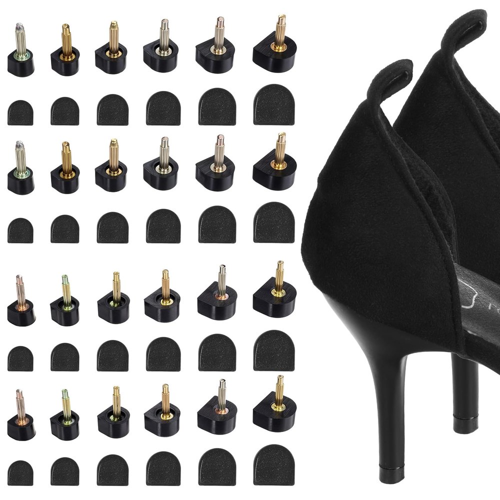 12 Pairs Heel Caps for High Heels,Heel Replacement Tips Repair Kit U Shaped for Women Shoes Wedding,Cap Cover Shoe Protectors Non Slip Tip Pin