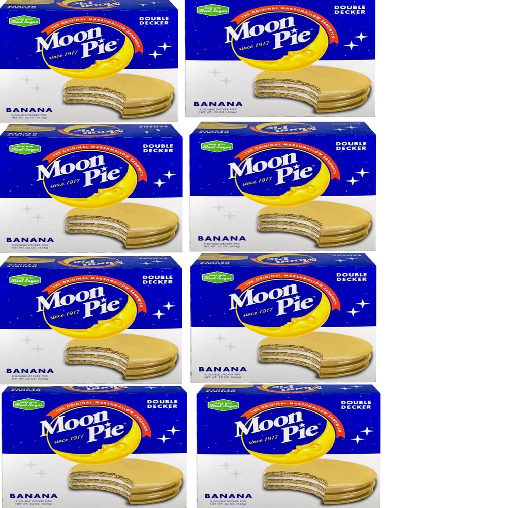 Marshmello Cookies Double Decker Bulk 64 Individually Wrapped cookies 8 Boxes Case lot x (Banana)