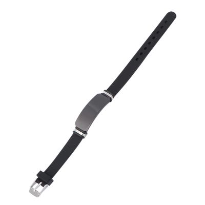 SAFIGLE Stainless Steel Curved Card Silicone Wrist Strap Adjustable Black Wrist Band for Men for Everyday Use