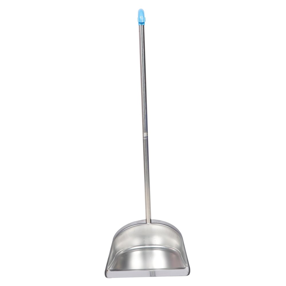 No Stoop Dustpan Garbage Shovel Stainless Steel with Plastic Grip
