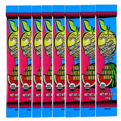 Organic Sour Apple Watermelon Fruit Leather Wrap 0.5 oz/14g Pack of 8