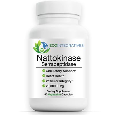 EcoIntegratives Nattokinase Serrapeptidase with Nattokinase (20,000 FU/g) + Rutin | Supports Heart & Circulatory Health* | Non-GMO | 60 Vegetarian Capsules